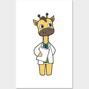 Giraffe as Doctor with Notepad Posters and Art